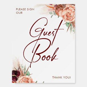 Please Sign Guest Book - Pampas Grass Terracotta