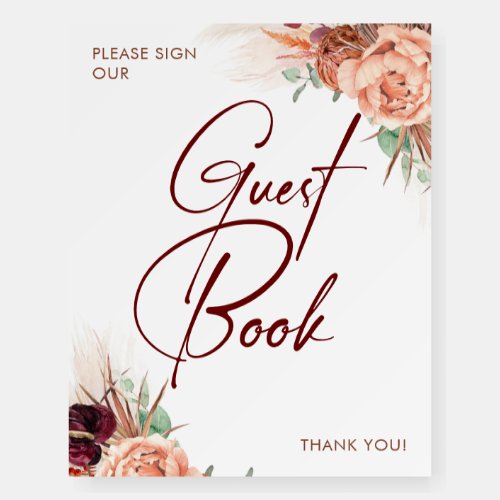 Please Sign Guest Book _ Pampas Grass Terracotta