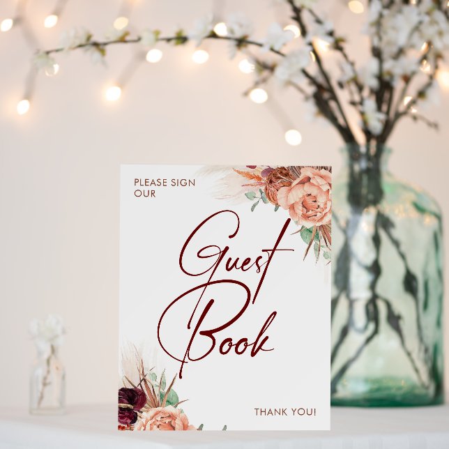 Please Sign Guest Book - Pampas Grass Terracotta (In Situ (Wedding))