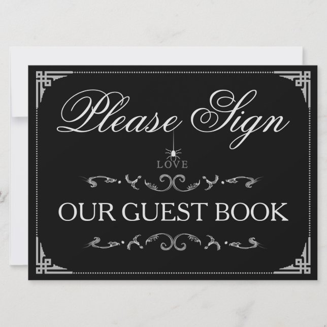 Please Sign GuestBook Halloween Spider LOVE Sign (Front)