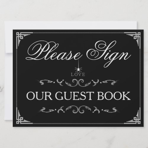 Please Sign GuestBook Halloween Spider LOVE Sign