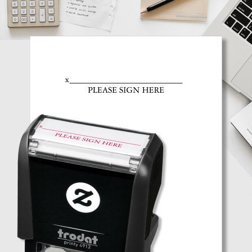 Please Sign Here Custom Text Signature Self_inking Stamp