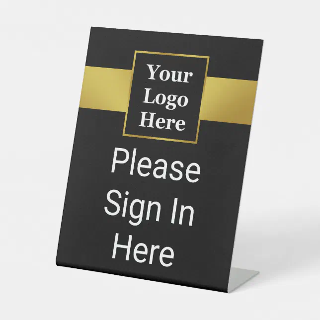 Please Sign In Here Black and Gold Business Logo | Zazzle