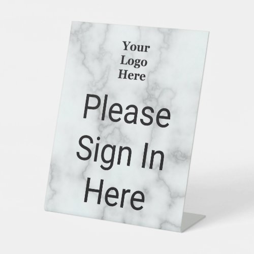 Please Sign In Here Faux White Marble Your Logo