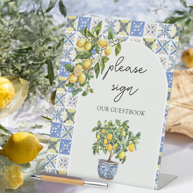 Please Sign Lemon Theme Wedding Guestbook Sign (Guestbook Sign from the Lemon Grove Wedding Collection by Darling & May)