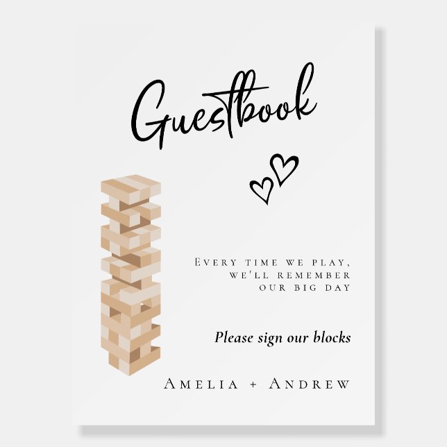 Please Sign Our Blocks Wedding Guestbook Sign (Front)