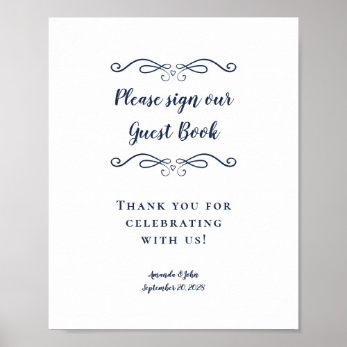 Please Sign Our Guest Book Elegant Blue Wedding