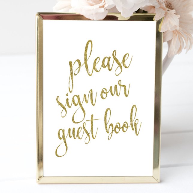 Please Sign Our Guest Book Gold Affordable Sign (Creator Uploaded)