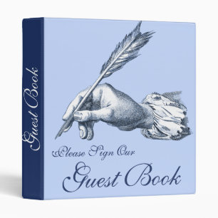 Please Sign Our Guest Book - Hand with Quill Pen 3 Ring Binder