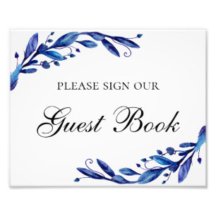 Please sign our guest book poster. Blue wedding