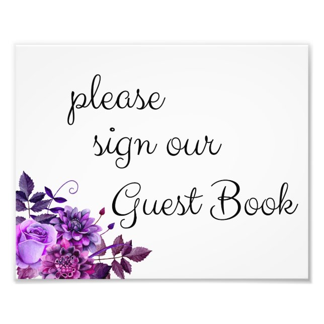 Please sign our guest book poster. Purple wedding (Front)