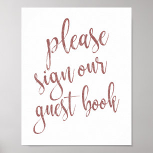 Please Sign our Guest Book Rose Gold Glitter Sign