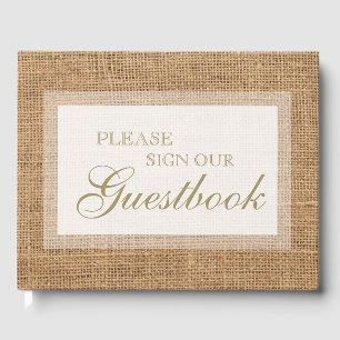 Please Sign Our Guest book. Rustic Burlap. Guest Book