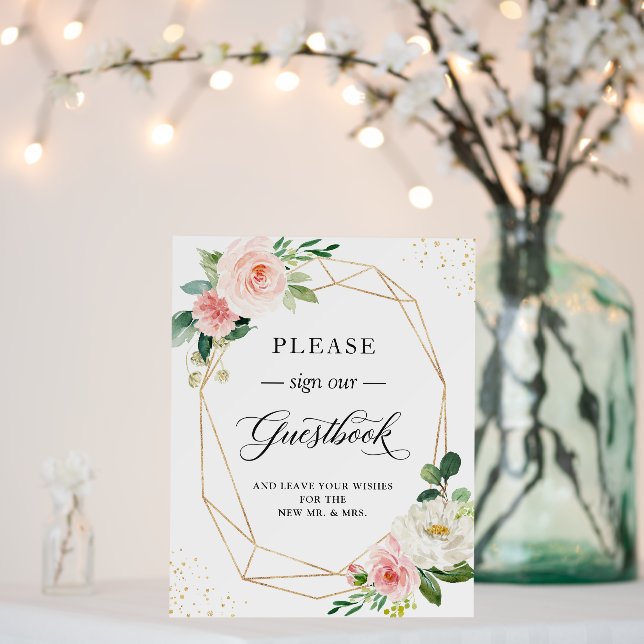 Please Sign Our Guestbook Blush Pink Floral Foam (In Situ (Wedding))