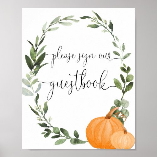 Please sign our guestbook fall baby shower sign