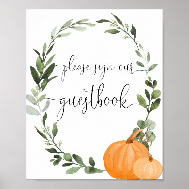Please sign our guestbook fall baby shower sign (Front)