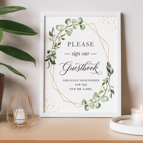 Please Sign Our Guestbook Geometric Eucalyptus