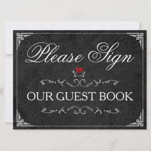 Please Sign Our GuestBook Halloween Skeletons Sign Invitation