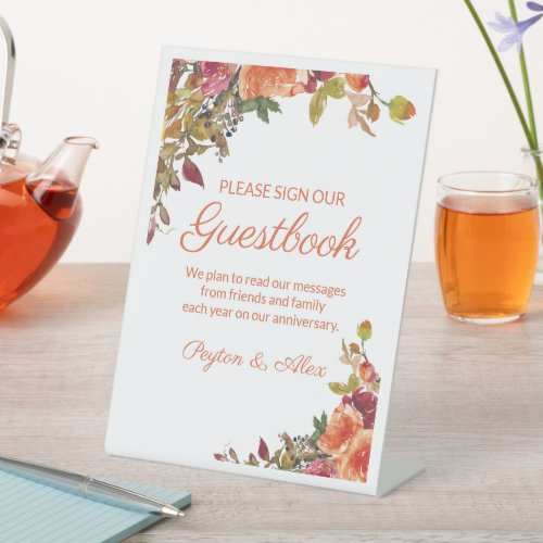 Please Sign Our Guestbook Orange Burgundy Wedding 