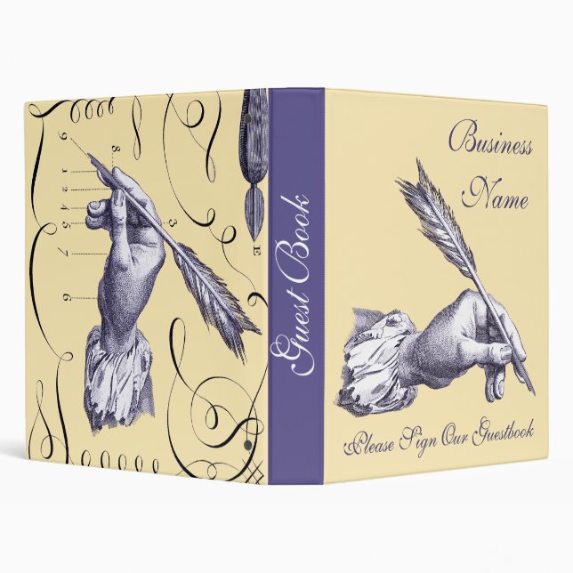 Please Sign our Guestbook - Quill Pen in Hand 3 Ring Binder (Background)