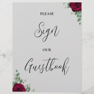Please Sign Our Guestbook Red Rose Wedding Sign
