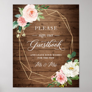 Please Sign Our Guestbook Rustic Geometric Floral