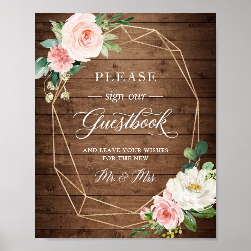 Please Sign Our Guestbook Rustic Geometric Floral