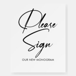 Please Sign Our New Monogram Modern Calligraphy
