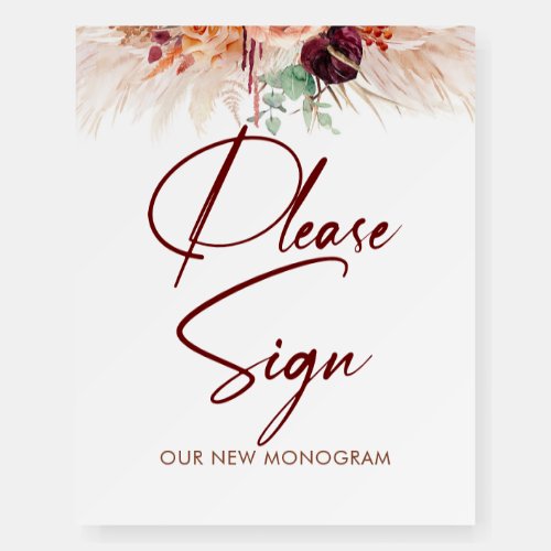 Please Sign Our New Monogram Pampas Grass