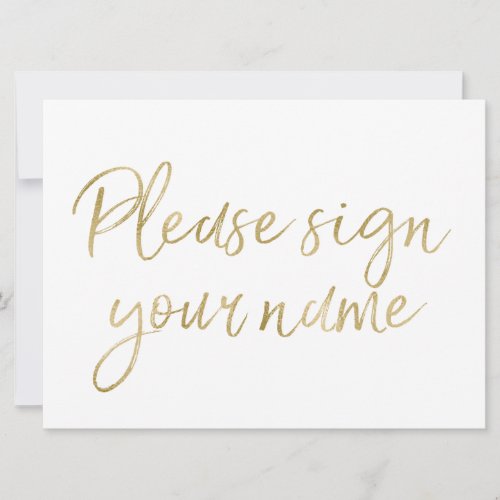 Please sign your name Stylish Gold Sign