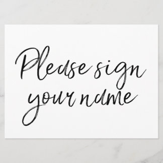 "Please sign your name" Stylish Hand Lettered Sign Invitation