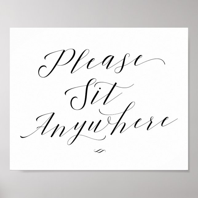 Please Sit Anywhere Script Reception Dinner Sign (Front)