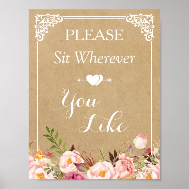Please Sit Wherever You Like | Floral Wedding Sign
