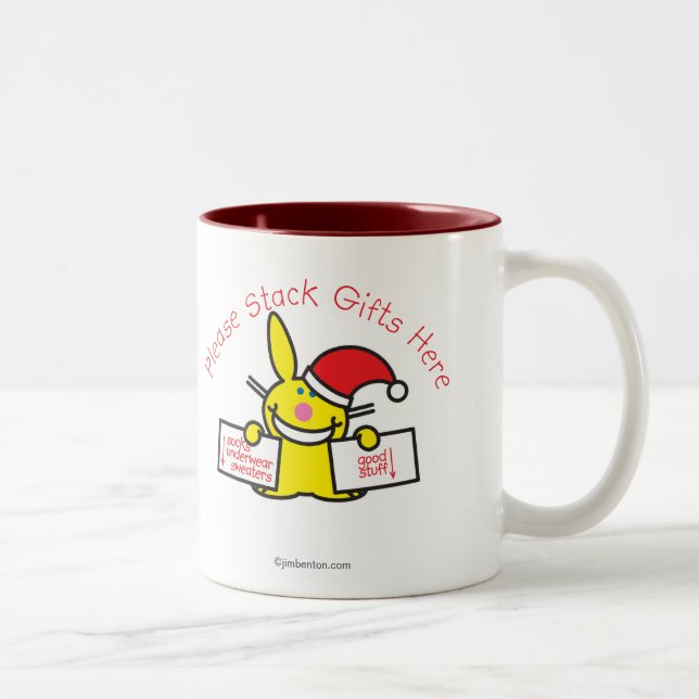 Please Stack Gifts Here Two-Tone Coffee Mug (Right)