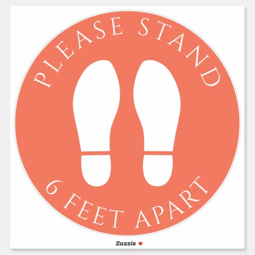 Please Stand 6 Feet Apart Feminine Coral Floor Sticker