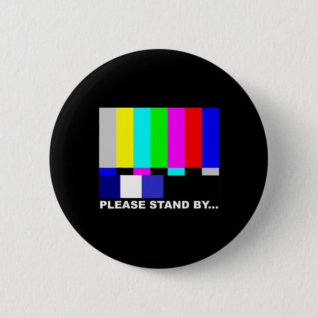 Please Stand By Television Tv Test Pattern Hallowe Button (Front)