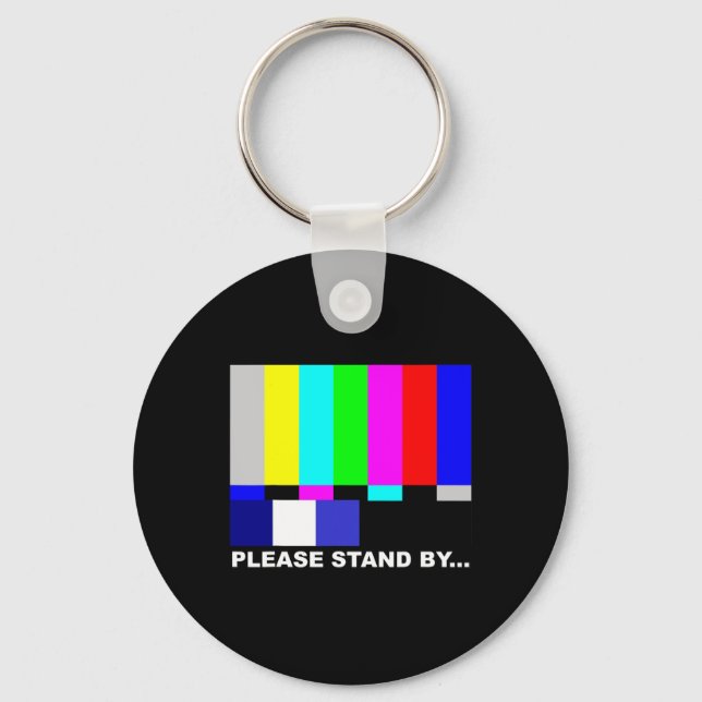 Please Stand By Television Tv Test Pattern Hallowe Keychain (Front)