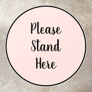 Please stand here black blush custom script circle floor decals