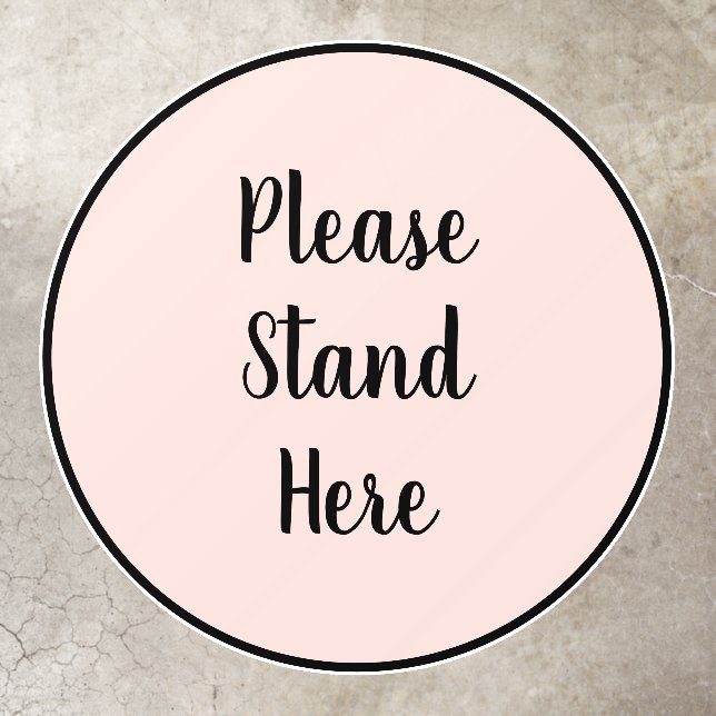 Please stand here black blush custom script circle floor decals (Insitu)