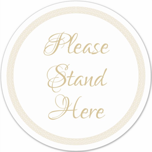 Please stand here elegant gold floor circle sign sticker (Front)