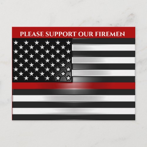 PLEASE SUPPORT FOR FIREMEN POSTCARD