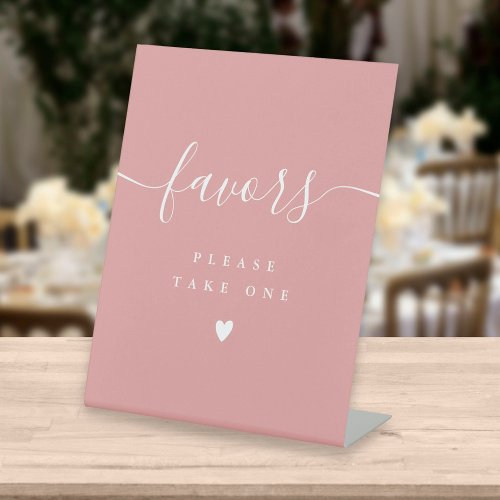 Please Take A Favor Dusty Rose Modern Script Pedestal Sign