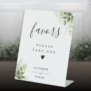 Please Take A Favor Elegant Floral Greenery Pedestal Sign