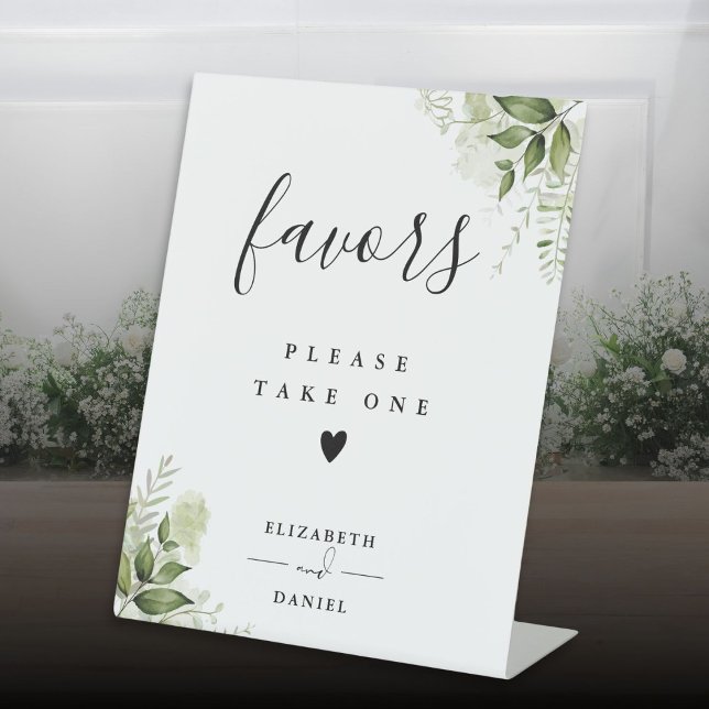 Please Take A Favor Elegant Floral Greenery Pedestal Sign (Please Take A Favor Elegant Floral Greenery Pedestal Sign)
