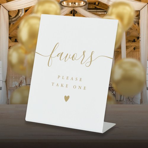 Please Take A Favor Gold Modern Script Pedestal Sign