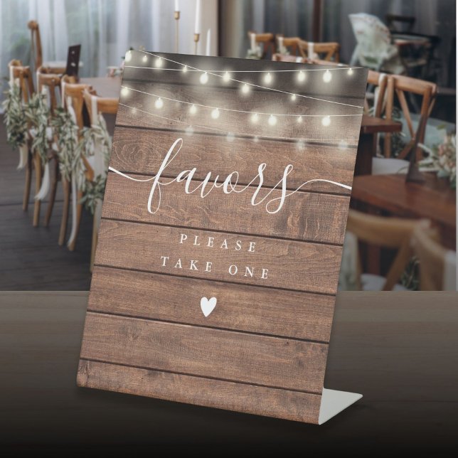 Please Take A Favor Rustic Wood String Lights Pedestal Sign (Please Take A Favor Rustic Wood String Lights Pedestal Sign)