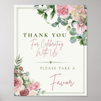 Please Take a Favor Sign | Dusty Rose floral
