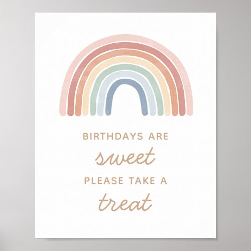 Please Take a Treat Rainbow Birthday Party Sign