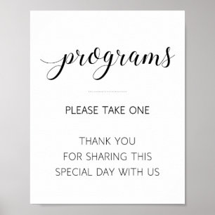 Please Take A Wedding Program Ceremony Sign