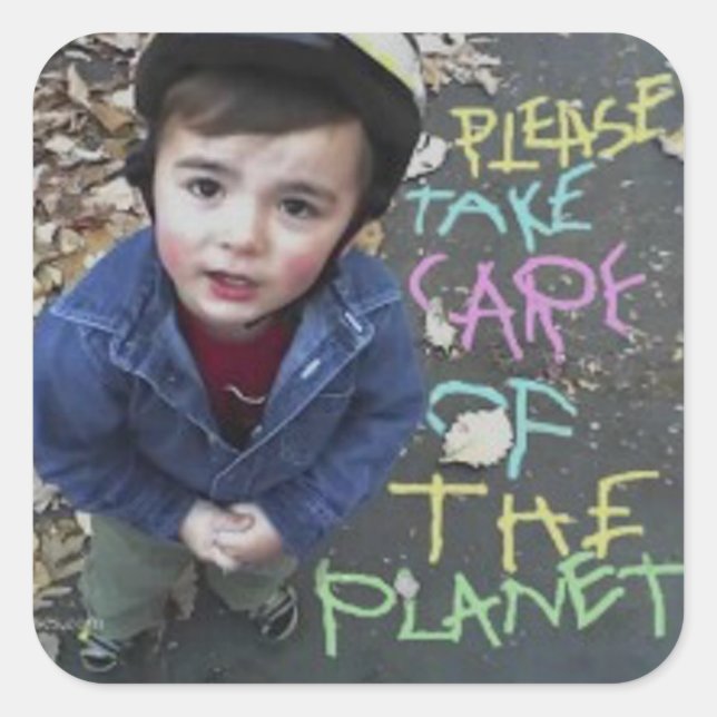 Please Take Care of the Planet Square Sticker (Front)